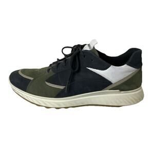 Ecco Men's St.1 Lite Athleisure Leather Sneakers, Black/Green/White Comfort Sz 9